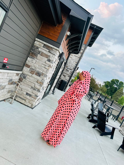 Pink Polka dot abaya