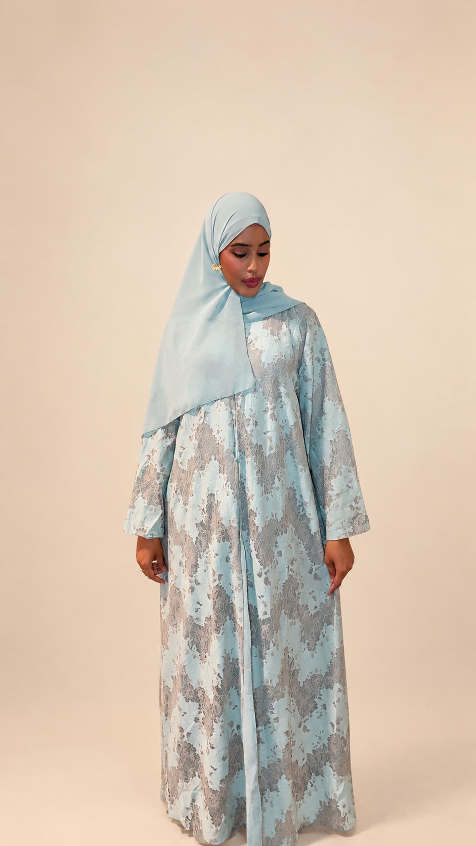 Sage Blossom Floral Lace Abaya