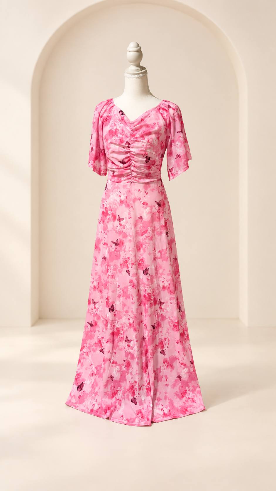 Pink Butterfly Garden Maxi Dress
