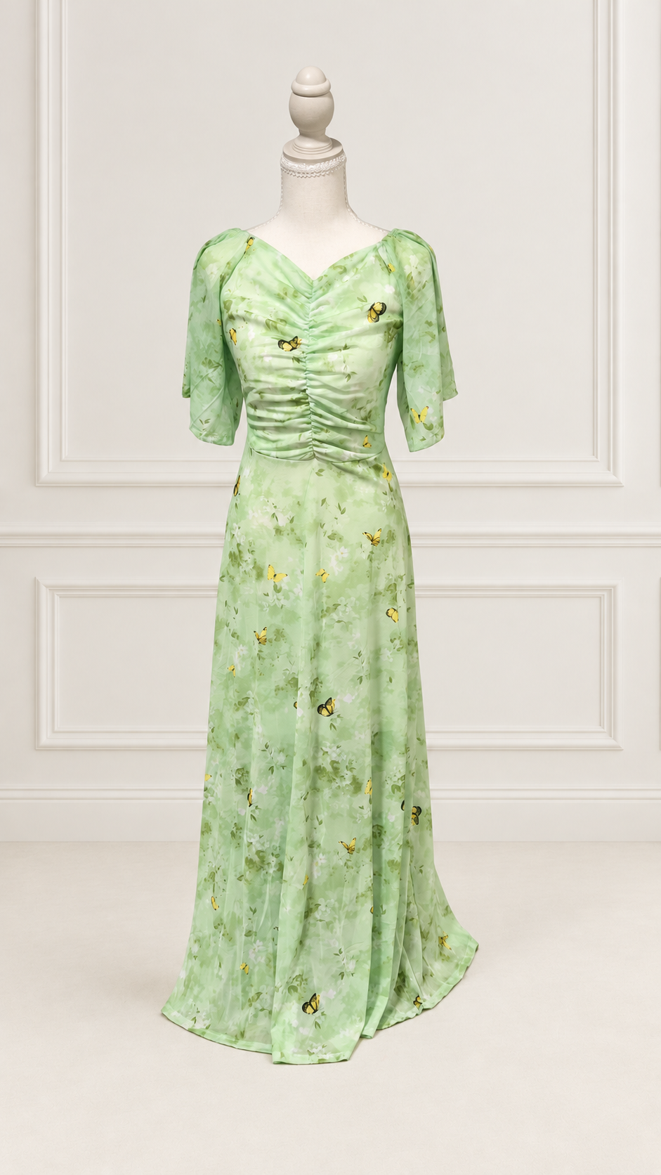 Mint Green Butterfly Garden Maxi Dress