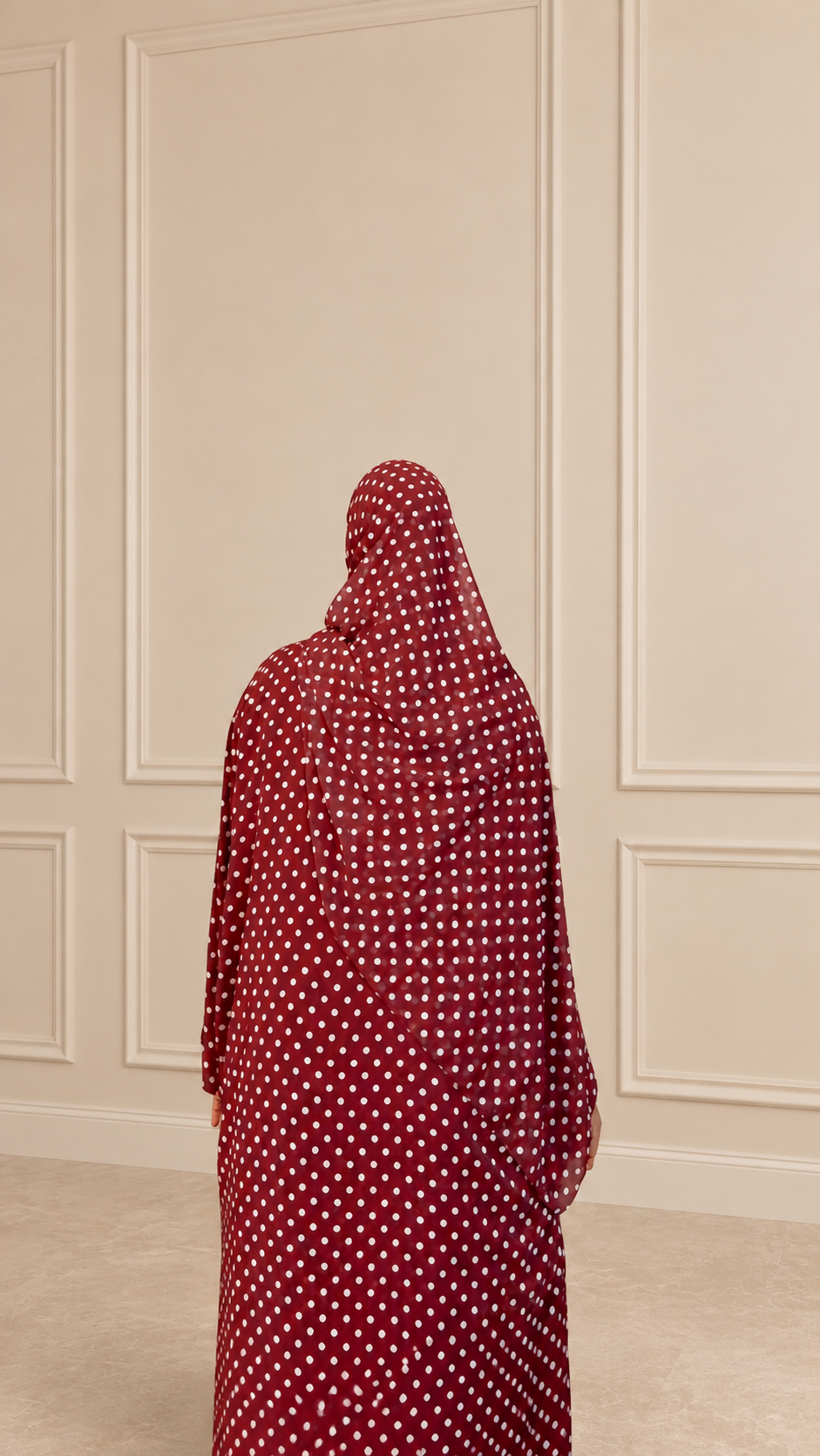 Burgundy Polka Dot Abaya