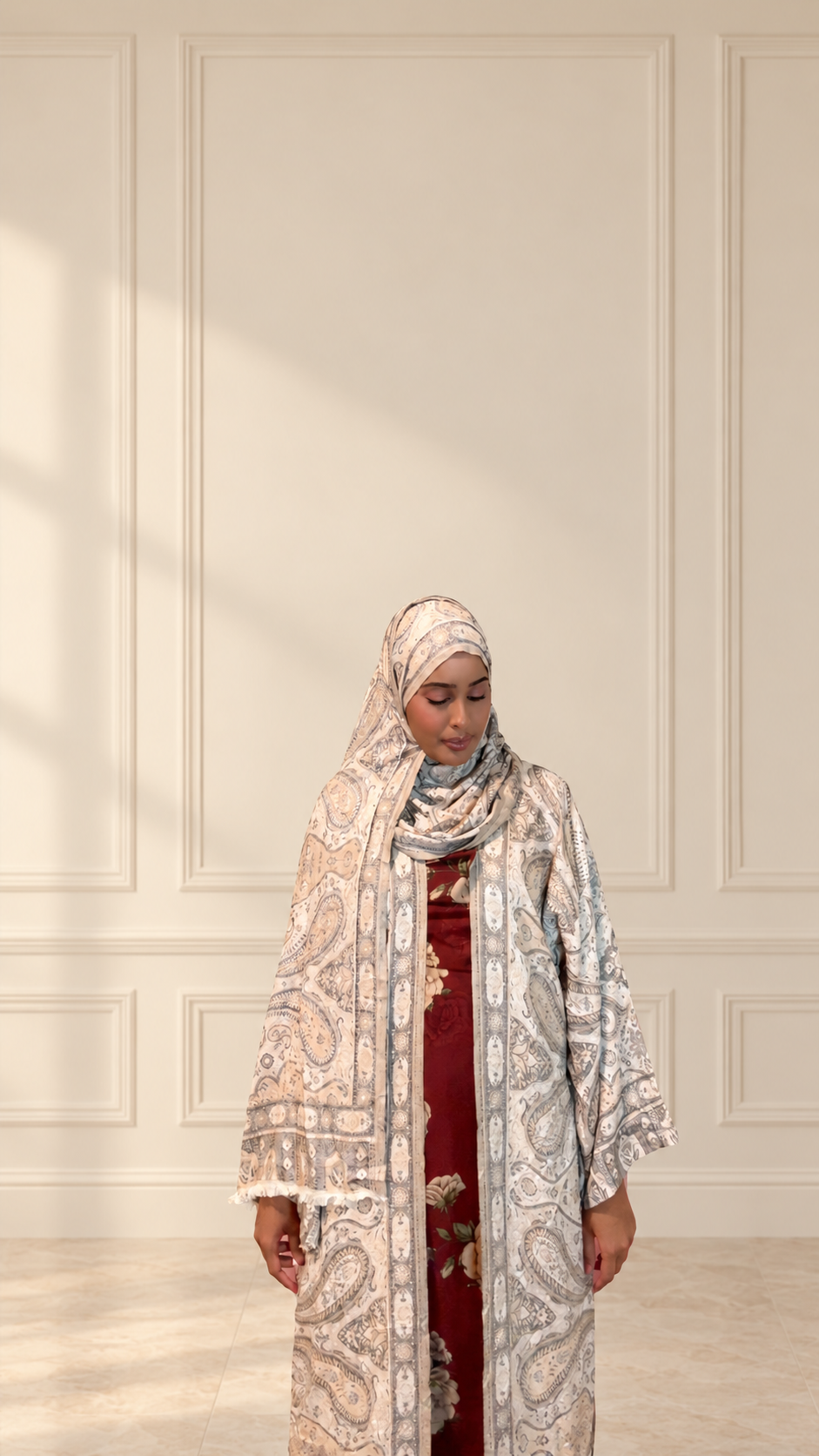 Sandstone Paisley Pashmina Abaya