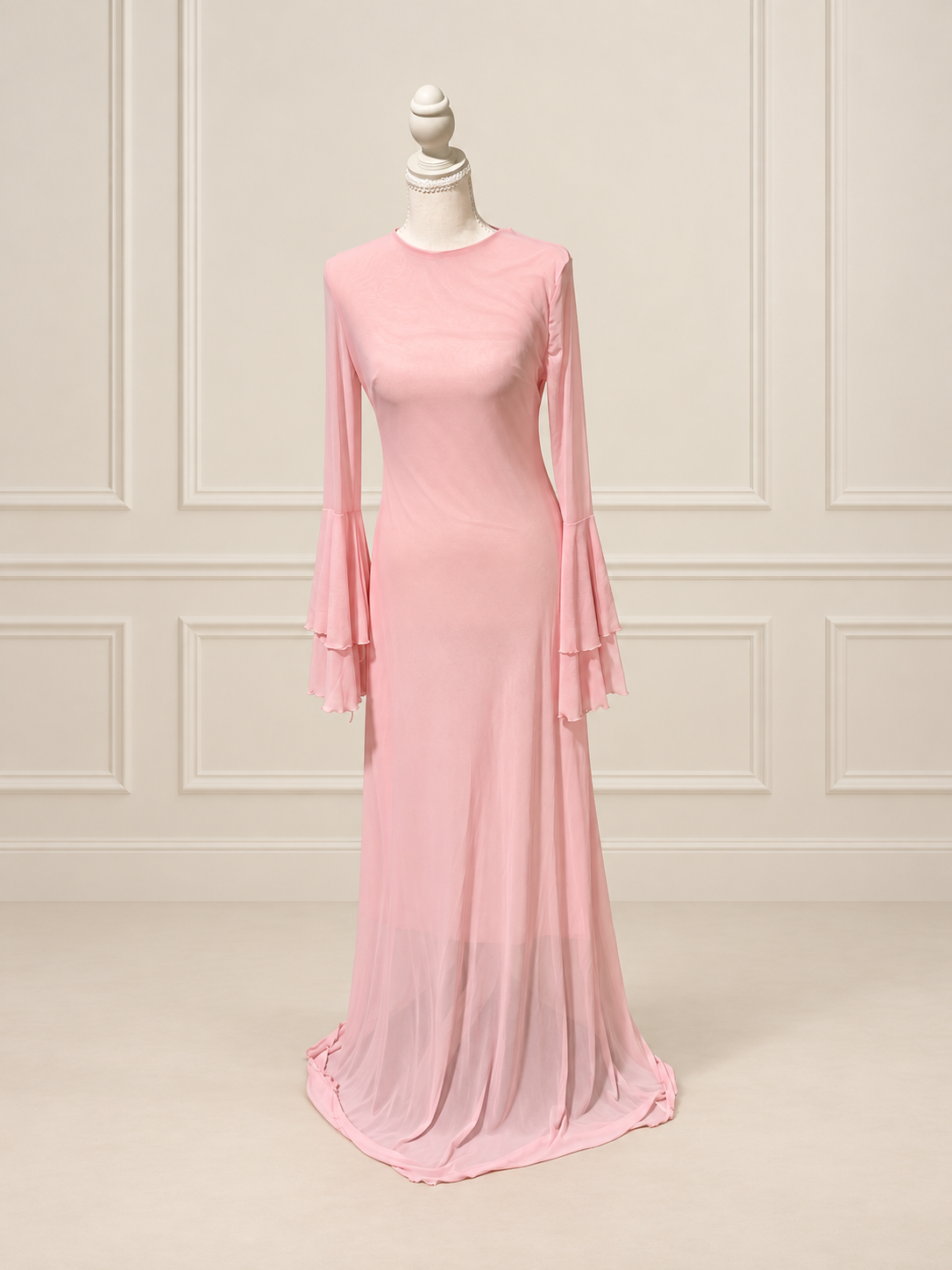 Luna Layered Bell-Sleeve Maxi Dress