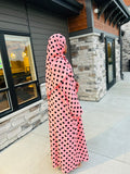 Pink Polka dot abaya