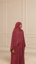 Burgundy Polka Dot Abaya