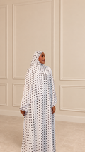 White polka dot abaya