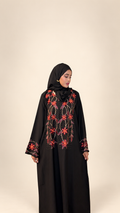 Black Multicolor Floral Embroidered Closed Abaya