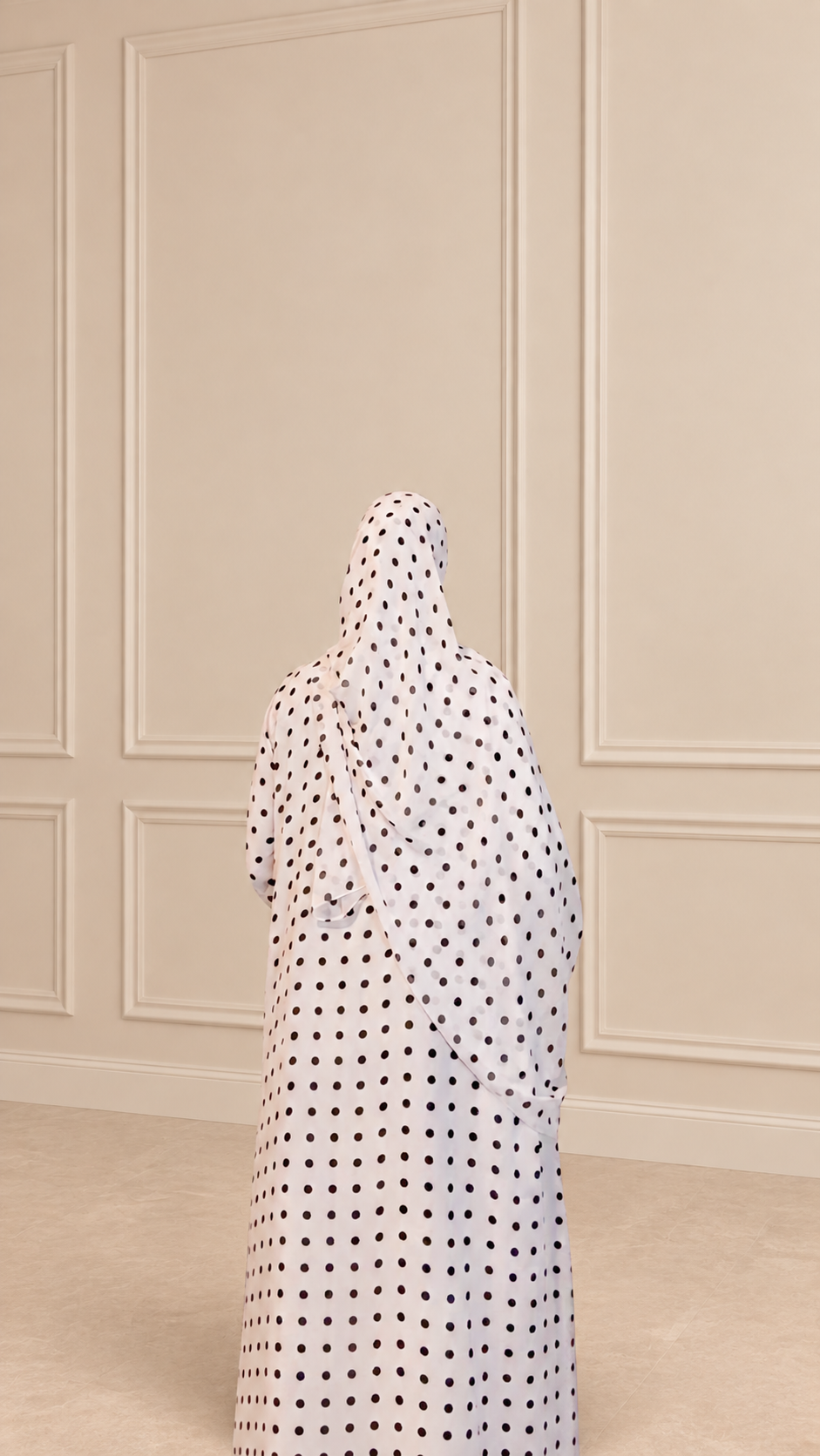 White polka dot abaya