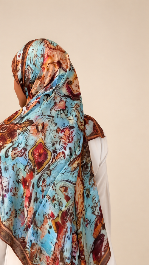 Azure Mosaic Printed Hijab