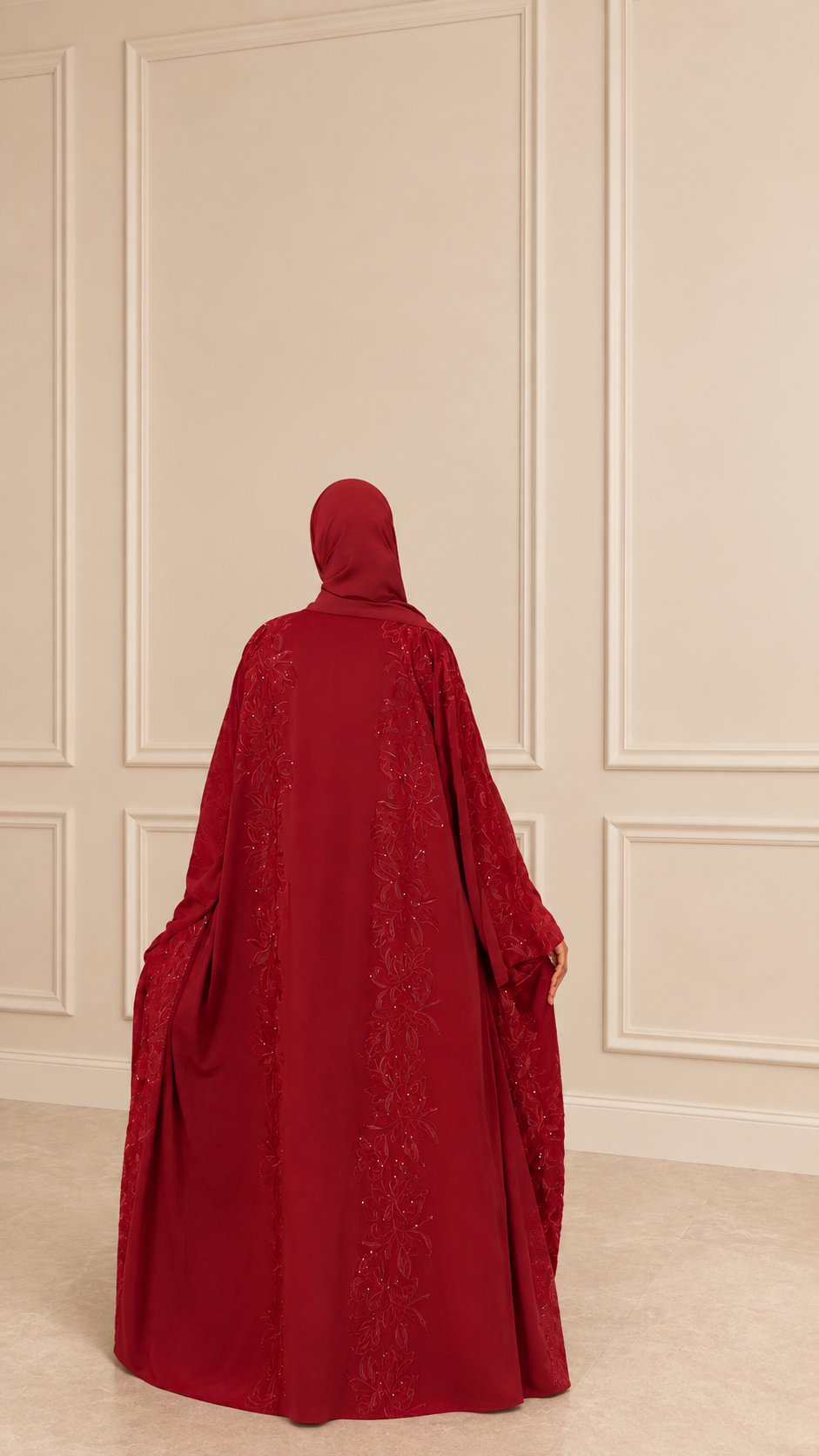 Burgundy Embroidered Elegance Abaya