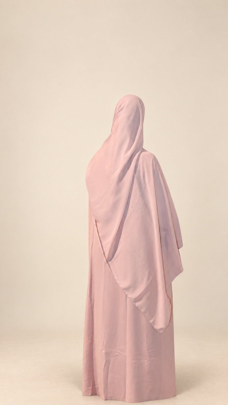 Dusty Rose Pastel Floral Lace Button-Front Abaya