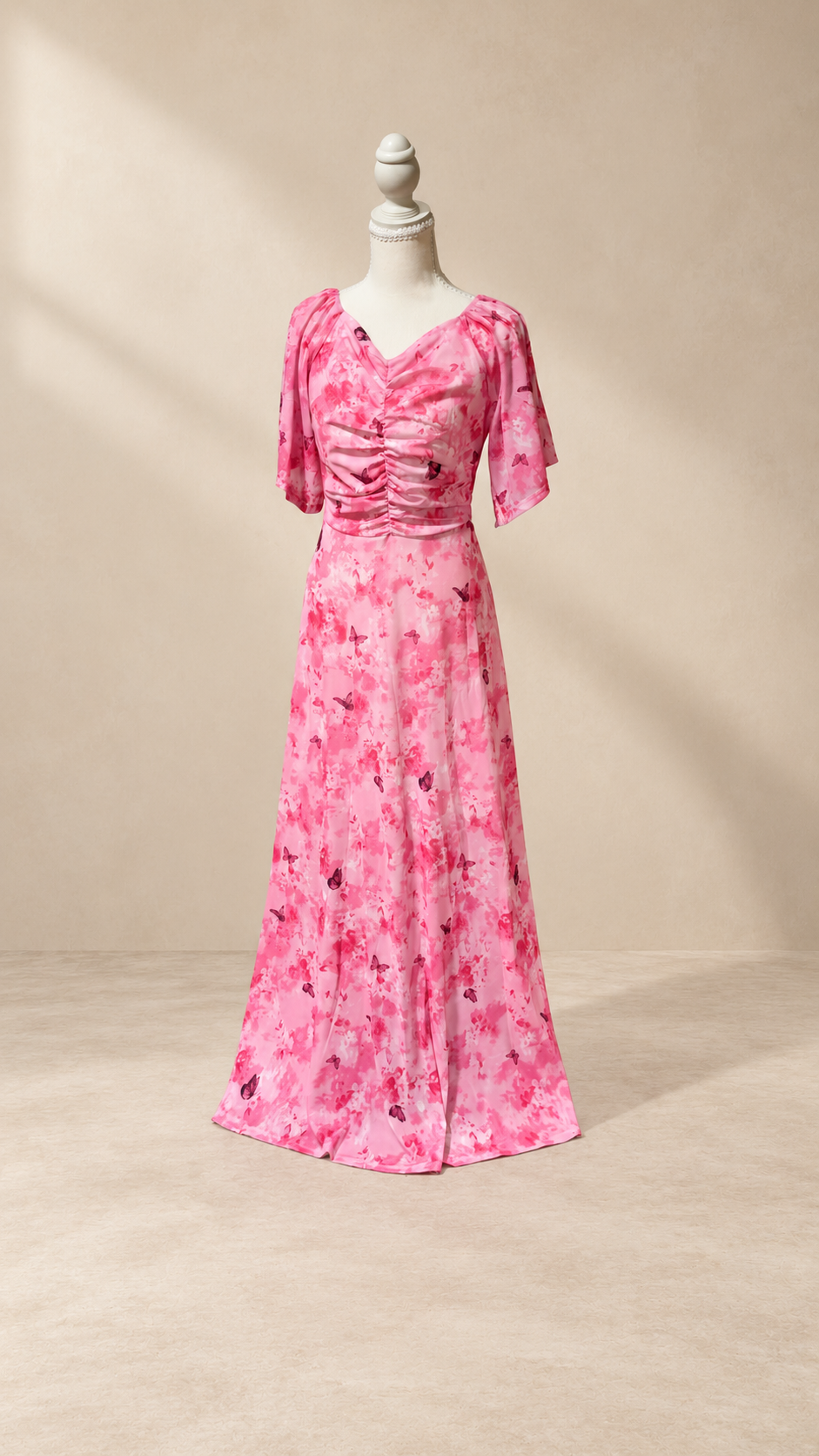 Pink Butterfly Garden Maxi Dress