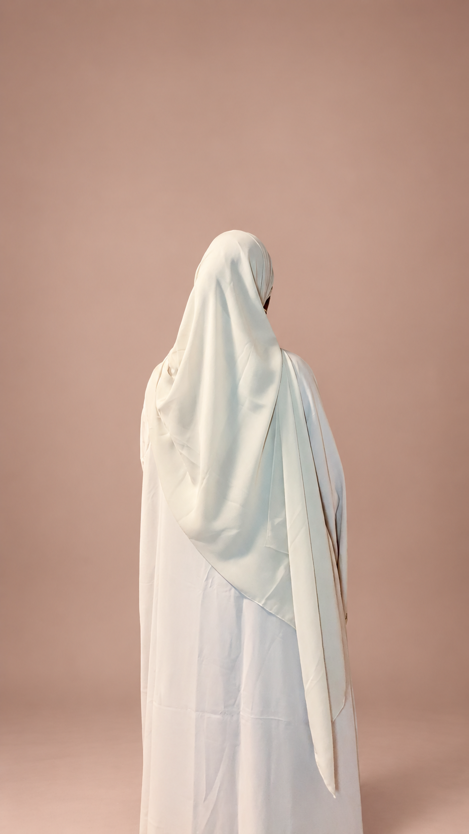 Cream Pink Floral Lace Abaya
